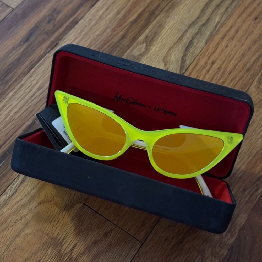 Adam Selman x Le Specs The Prowler neon yellow cat eye sunglasses